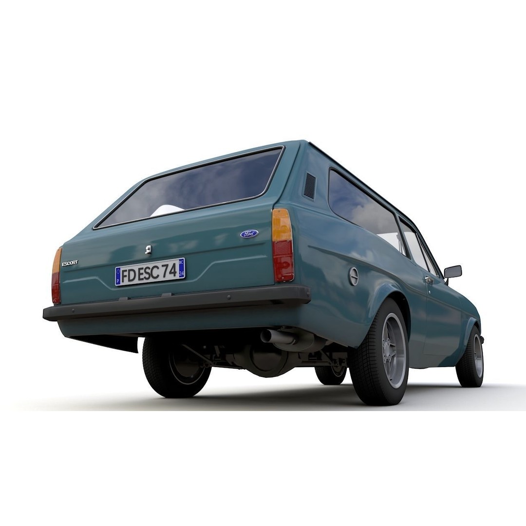 Escort Mk2 Station Wagon 1974 3D Model – High Poly Game Asset, FBX, OBJ - View 9