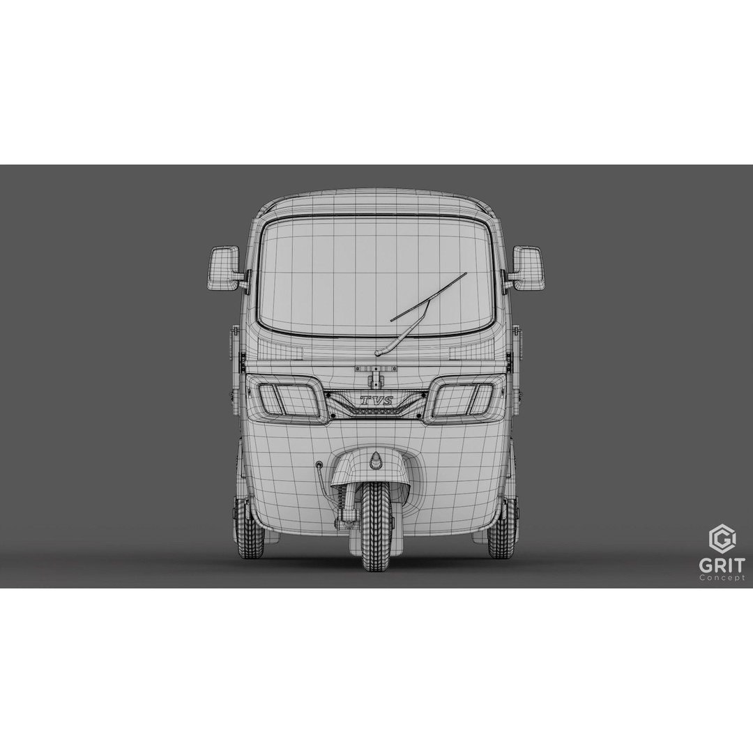 Tricycle 3D Model – Low Poly Rickshaw with PBR Textures, Blender, FBX - View 10