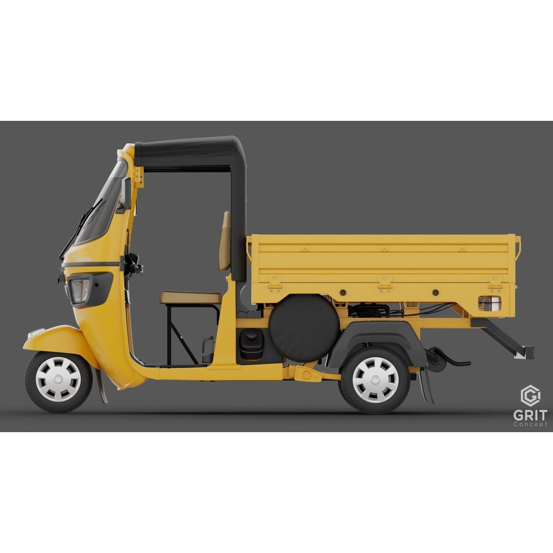 Tricycle 3D Model – Low Poly Rickshaw with PBR Textures, Blender, FBX - View 11