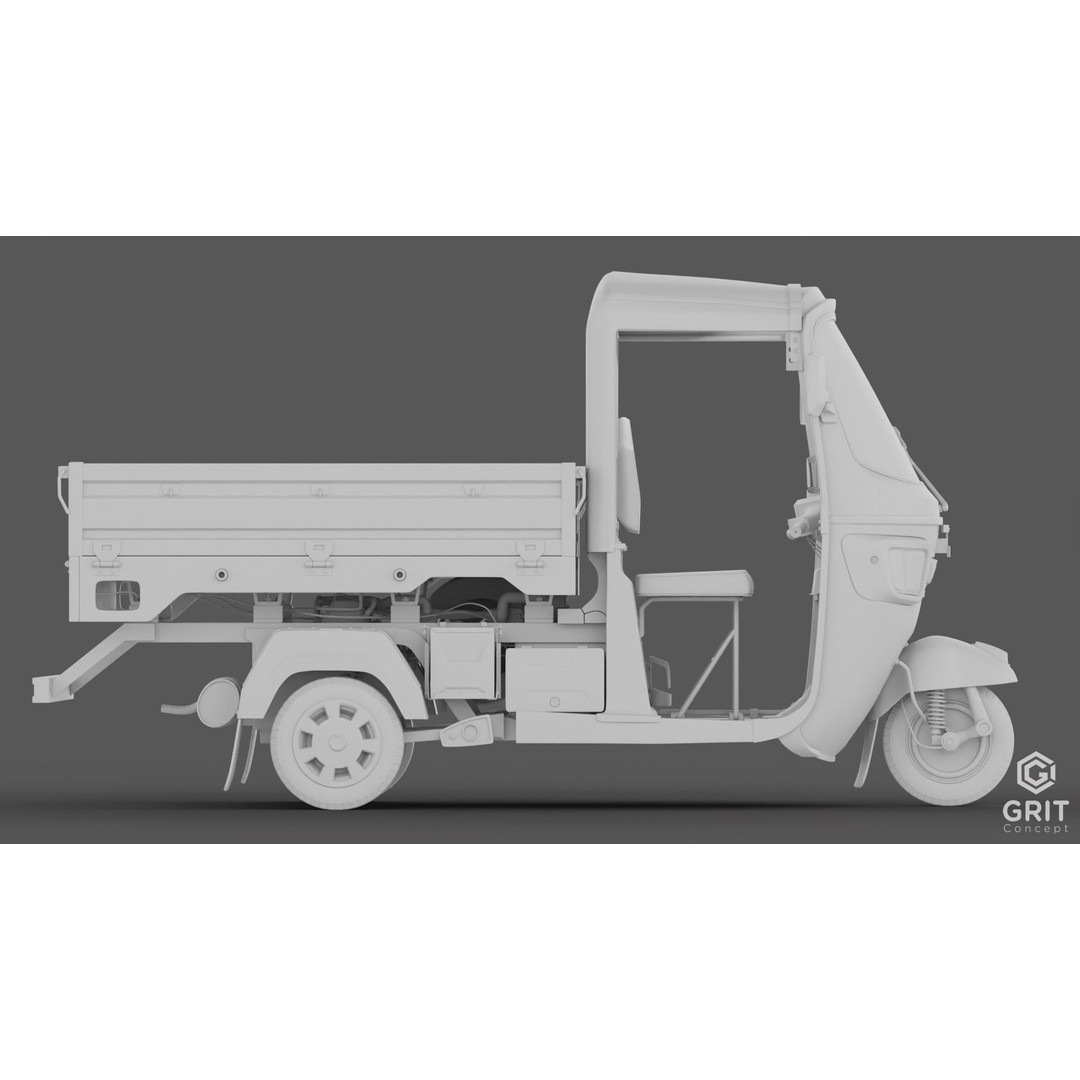 Tricycle 3D Model – Low Poly Rickshaw with PBR Textures, Blender, FBX - View 15