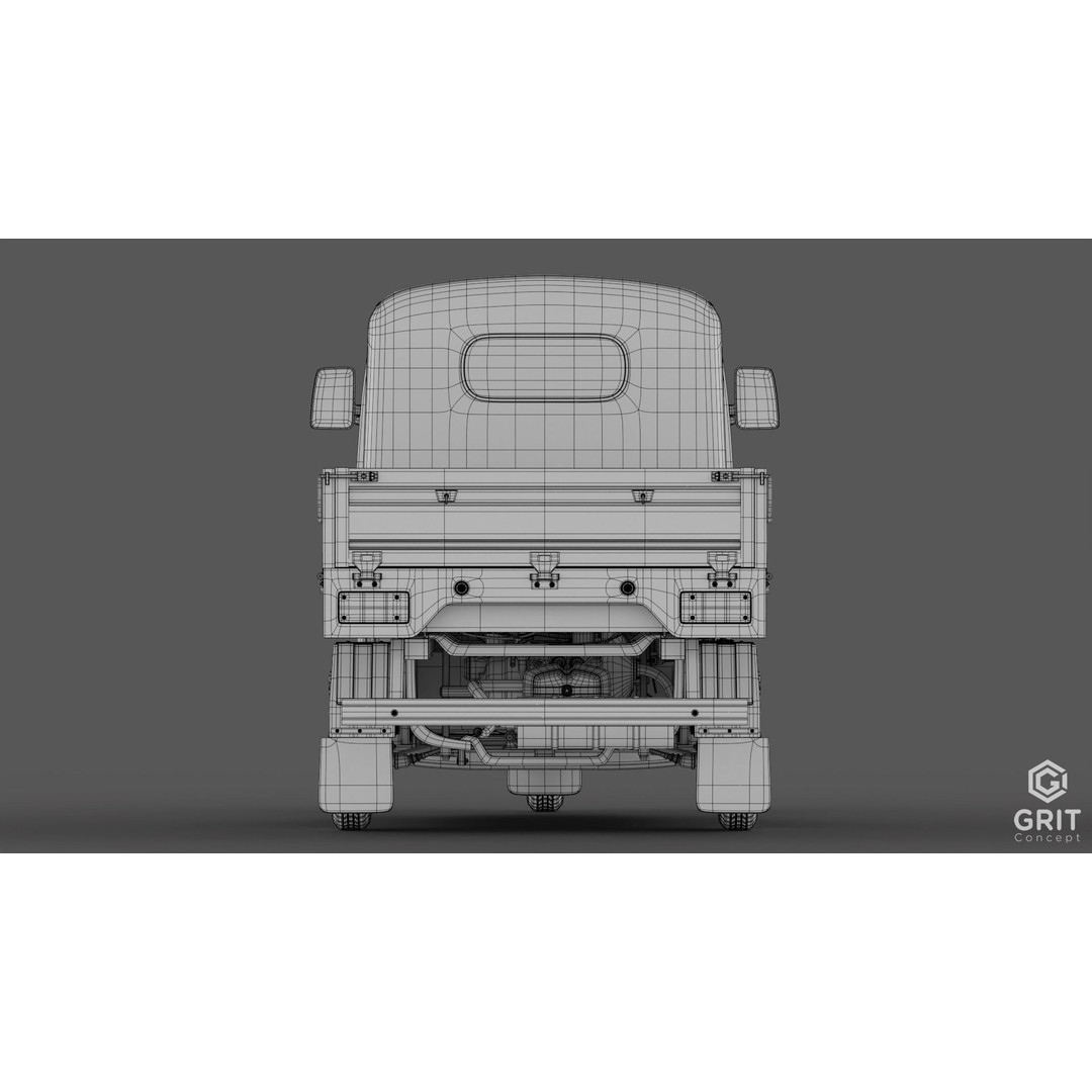 Tricycle 3D Model – Low Poly Rickshaw with PBR Textures, Blender, FBX - View 19