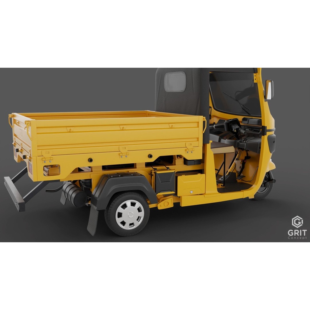 Tricycle 3D Model – Low Poly Rickshaw with PBR Textures, Blender, FBX - View 20