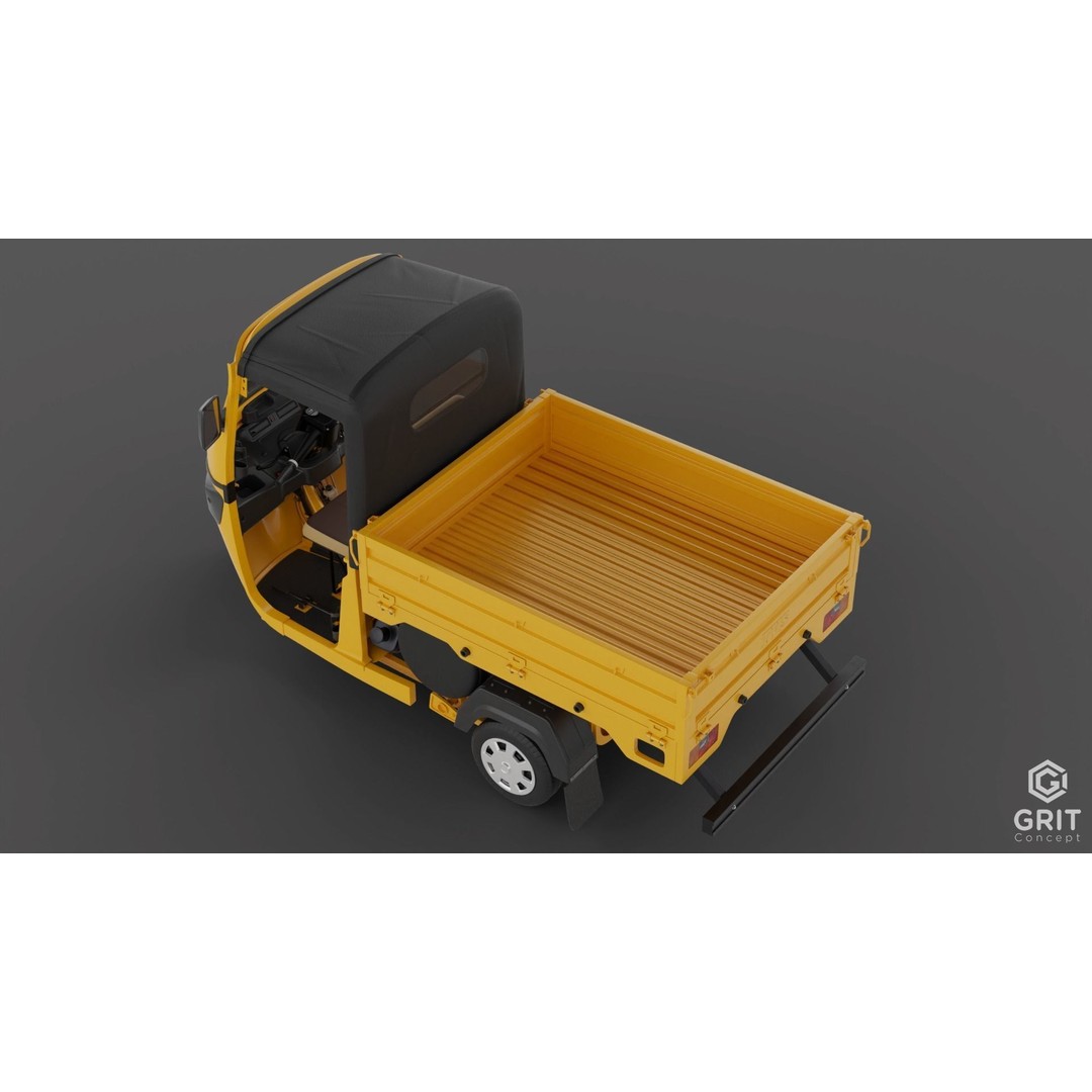 Tricycle 3D Model – Low Poly Rickshaw with PBR Textures, Blender, FBX - View 23