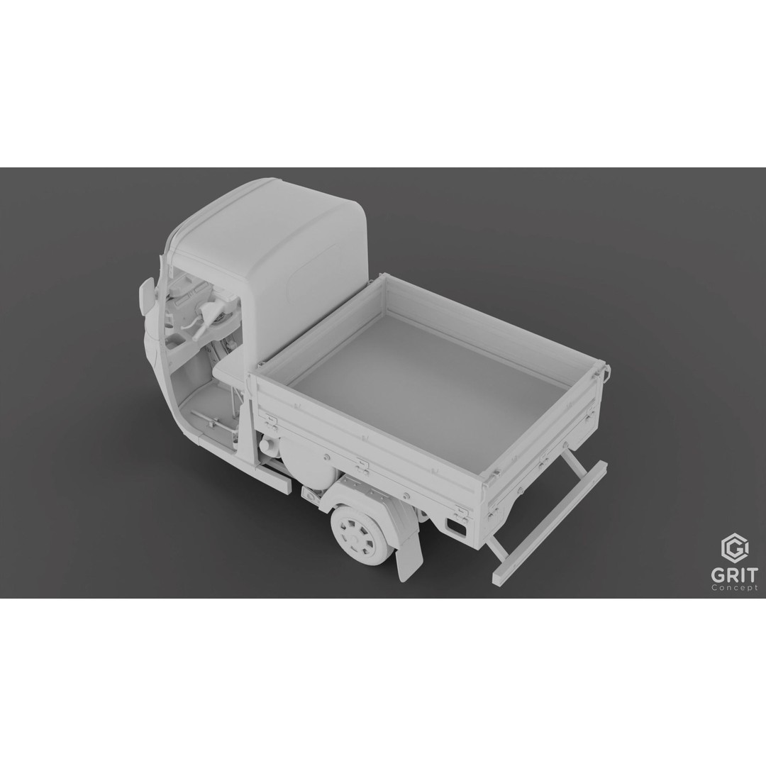 Tricycle 3D Model – Low Poly Rickshaw with PBR Textures, Blender, FBX - View 24