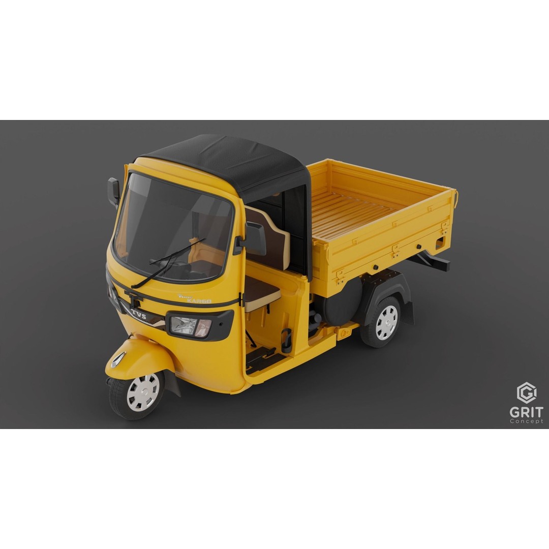 Tricycle 3D Model – Low Poly Rickshaw with PBR Textures, Blender, FBX - View 26