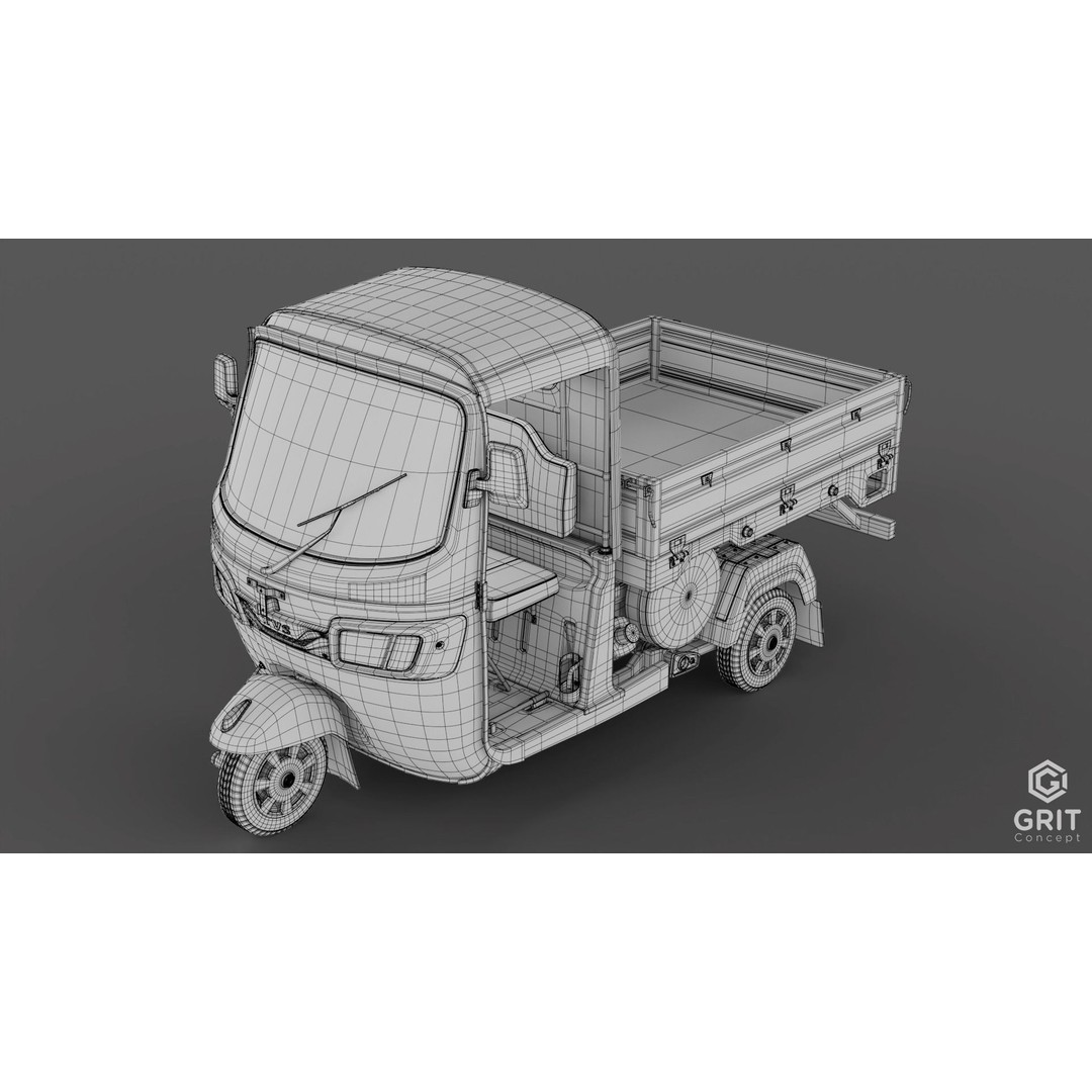Tricycle 3D Model – Low Poly Rickshaw with PBR Textures, Blender, FBX - View 28