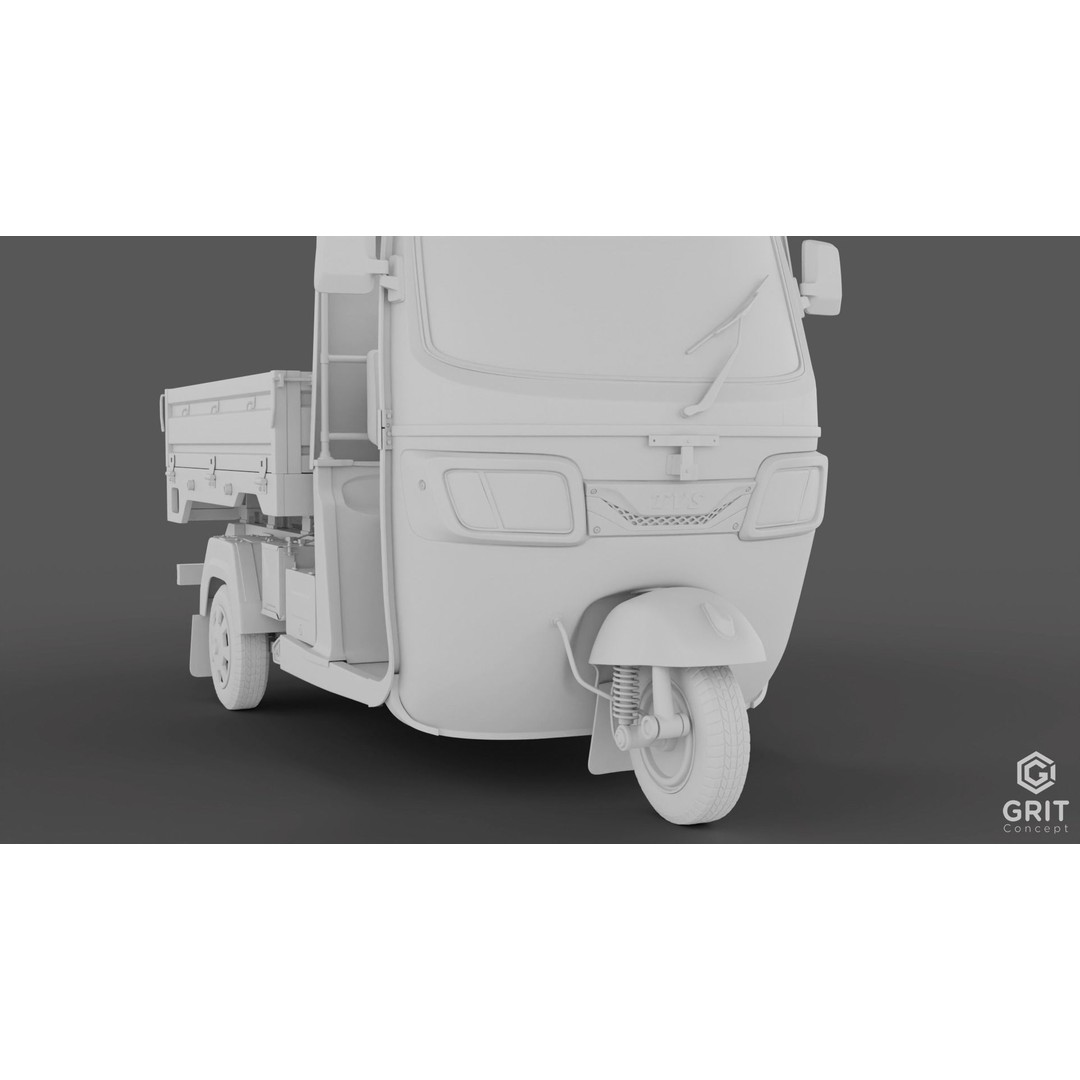 Tricycle 3D Model – Low Poly Rickshaw with PBR Textures, Blender, FBX - View 30