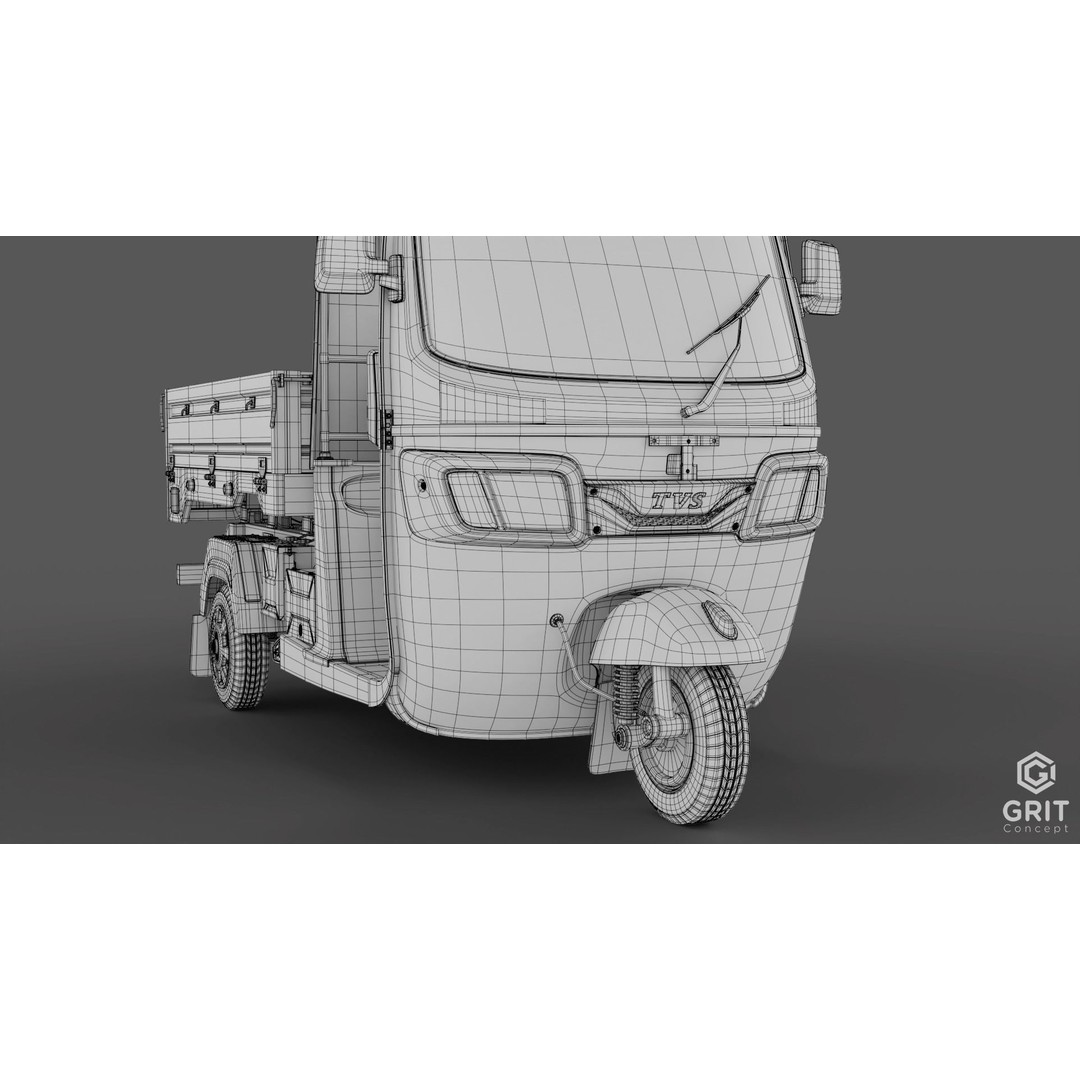 Tricycle 3D Model – Low Poly Rickshaw with PBR Textures, Blender, FBX - View 31