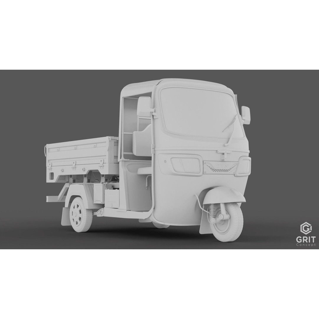 Tricycle 3D Model – Low Poly Rickshaw with PBR Textures, Blender, FBX - View 33