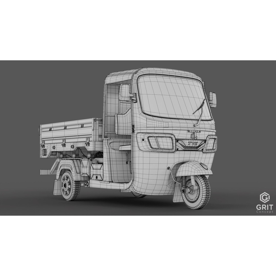 Tricycle 3D Model – Low Poly Rickshaw with PBR Textures, Blender, FBX - View 34