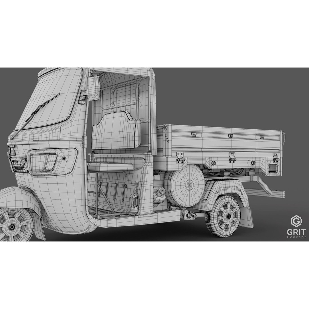Tricycle 3D Model – Low Poly Rickshaw with PBR Textures, Blender, FBX - View 37