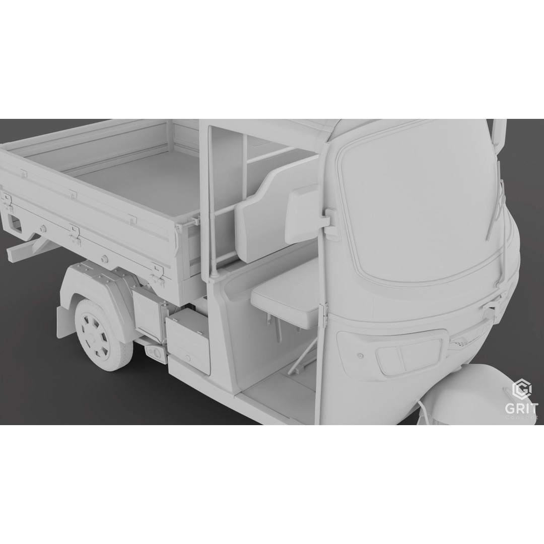 Tricycle 3D Model – Low Poly Rickshaw with PBR Textures, Blender, FBX - View 39