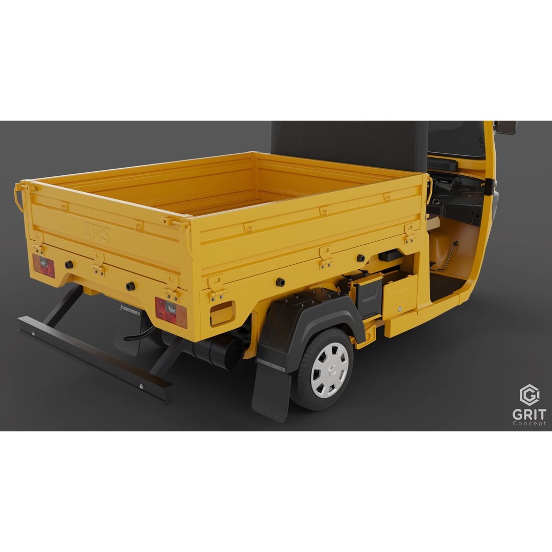 Tricycle 3D Model – Low Poly Rickshaw with PBR Textures, Blender, FBX - View 41