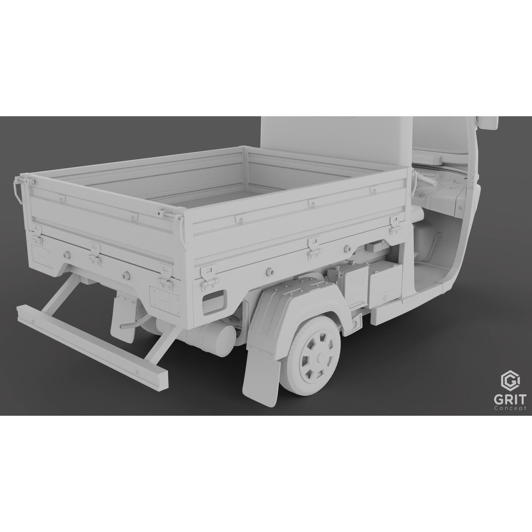 Tricycle 3D Model – Low Poly Rickshaw with PBR Textures, Blender, FBX - View 42