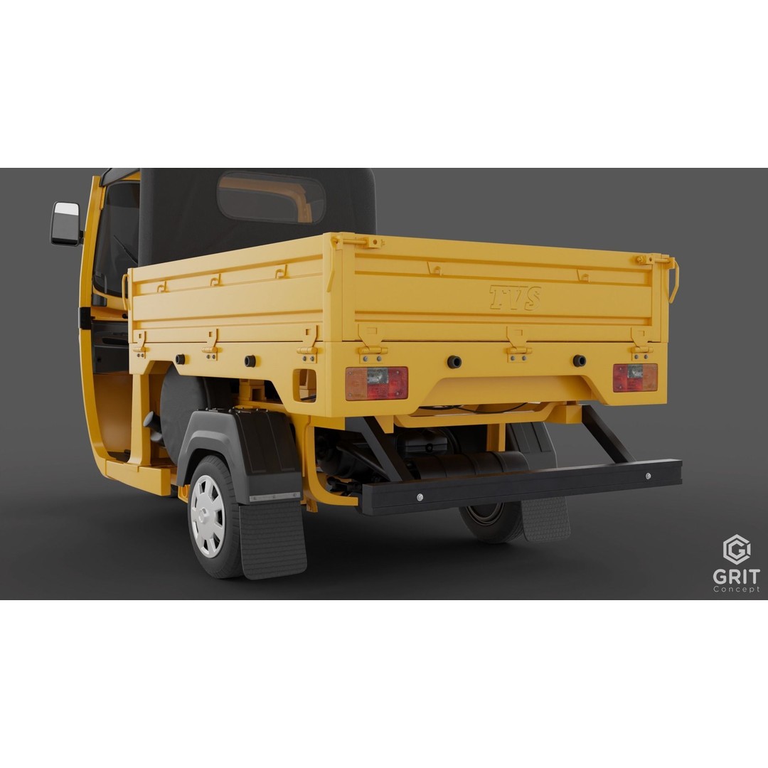 Tricycle 3D Model – Low Poly Rickshaw with PBR Textures, Blender, FBX - View 44