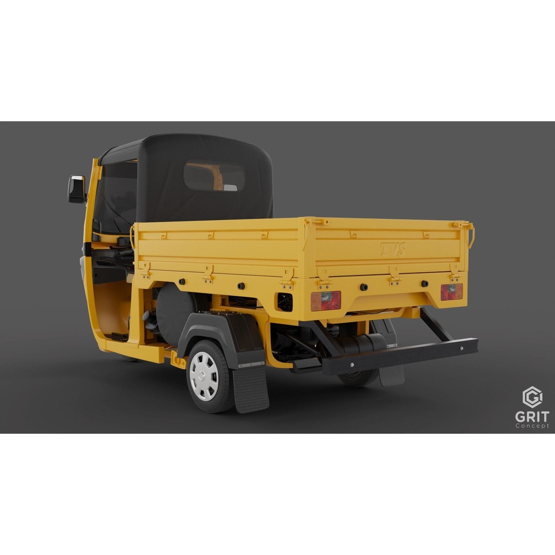 Tricycle 3D Model – Low Poly Rickshaw with PBR Textures, Blender, FBX - View 47
