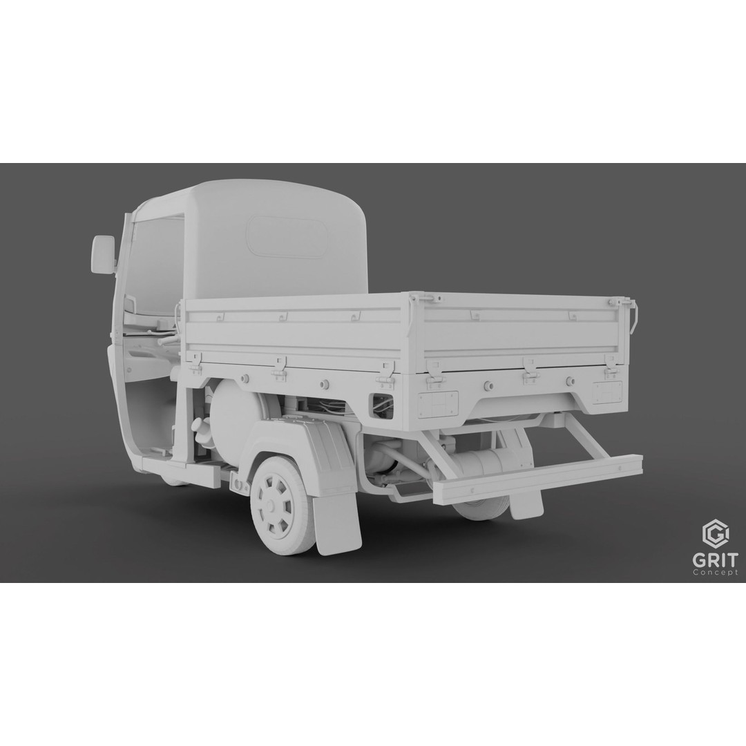 Tricycle 3D Model – Low Poly Rickshaw with PBR Textures, Blender, FBX - View 48