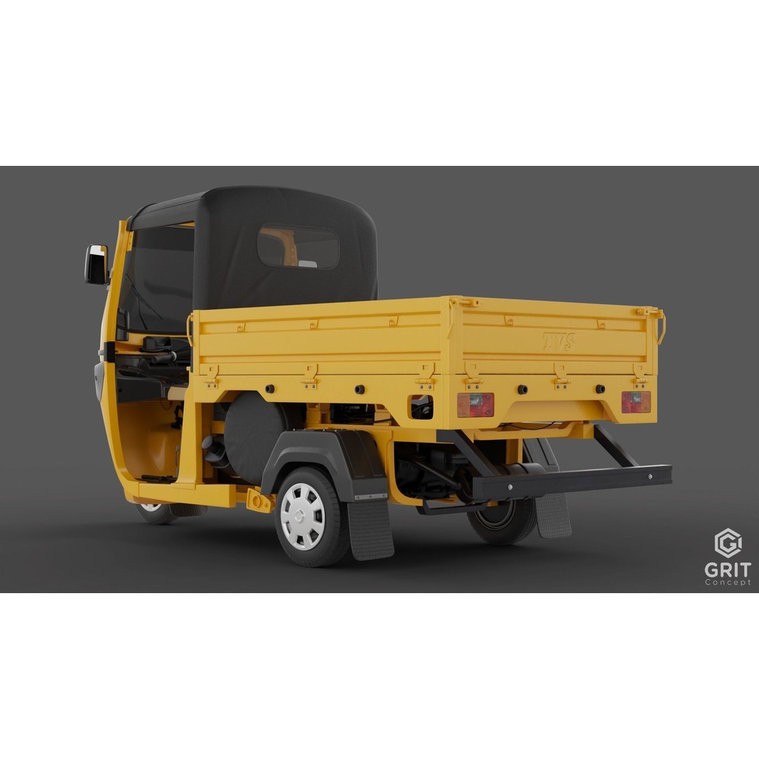 Tricycle 3D Model – Low Poly Rickshaw with PBR Textures, Blender, FBX - View 5
