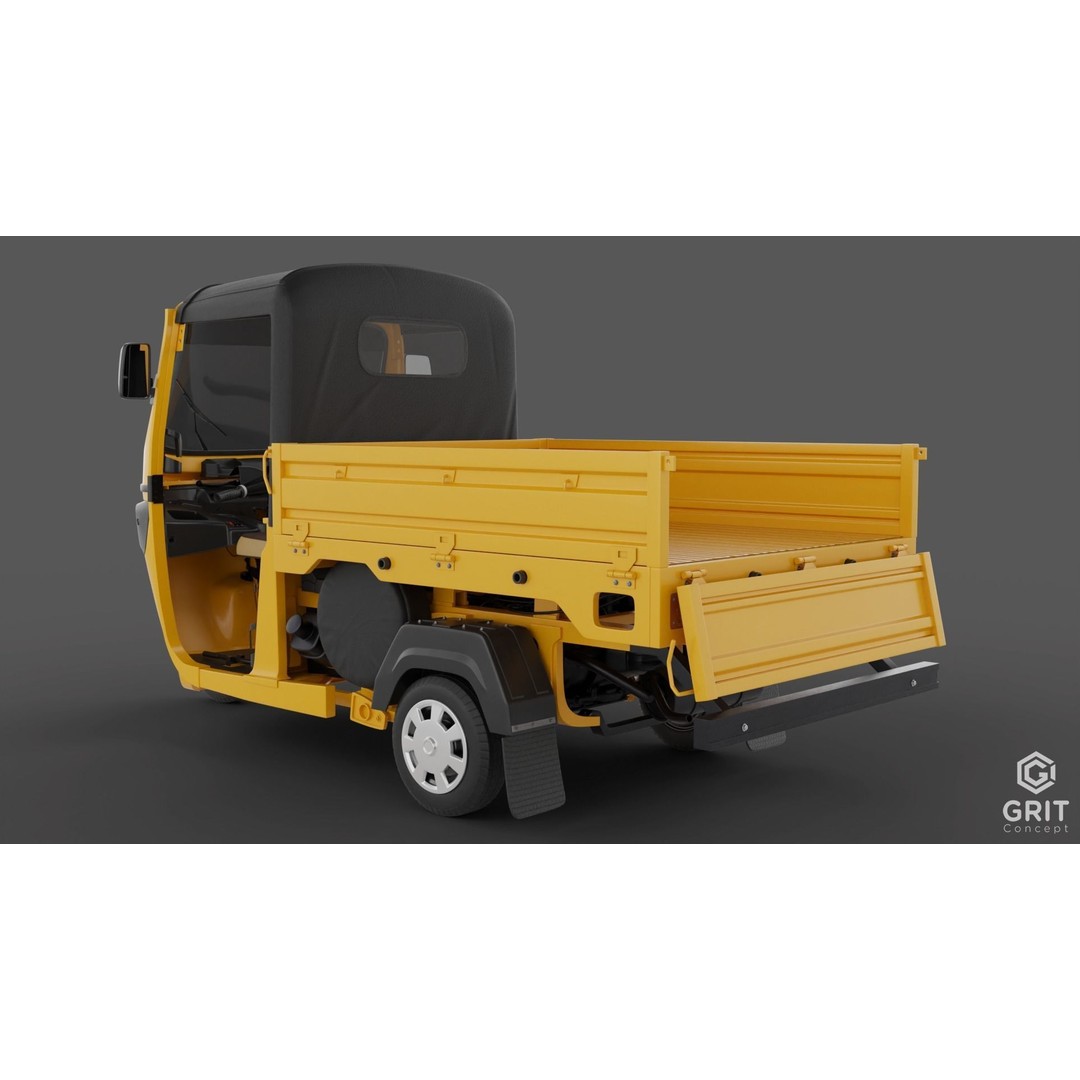 Tricycle 3D Model – Low Poly Rickshaw with PBR Textures, Blender, FBX - View 50