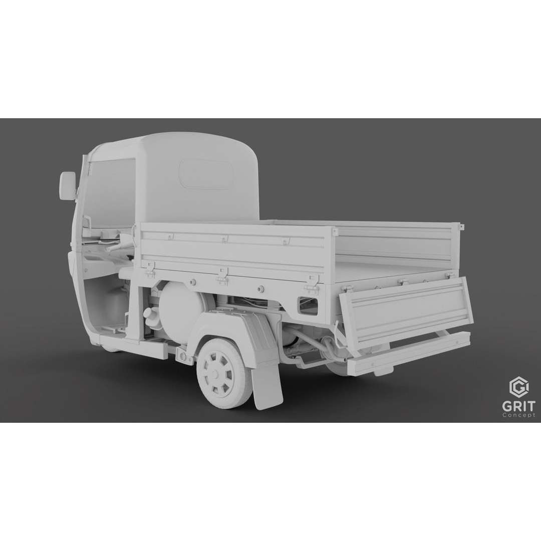 Tricycle 3D Model – Low Poly Rickshaw with PBR Textures, Blender, FBX - View 51