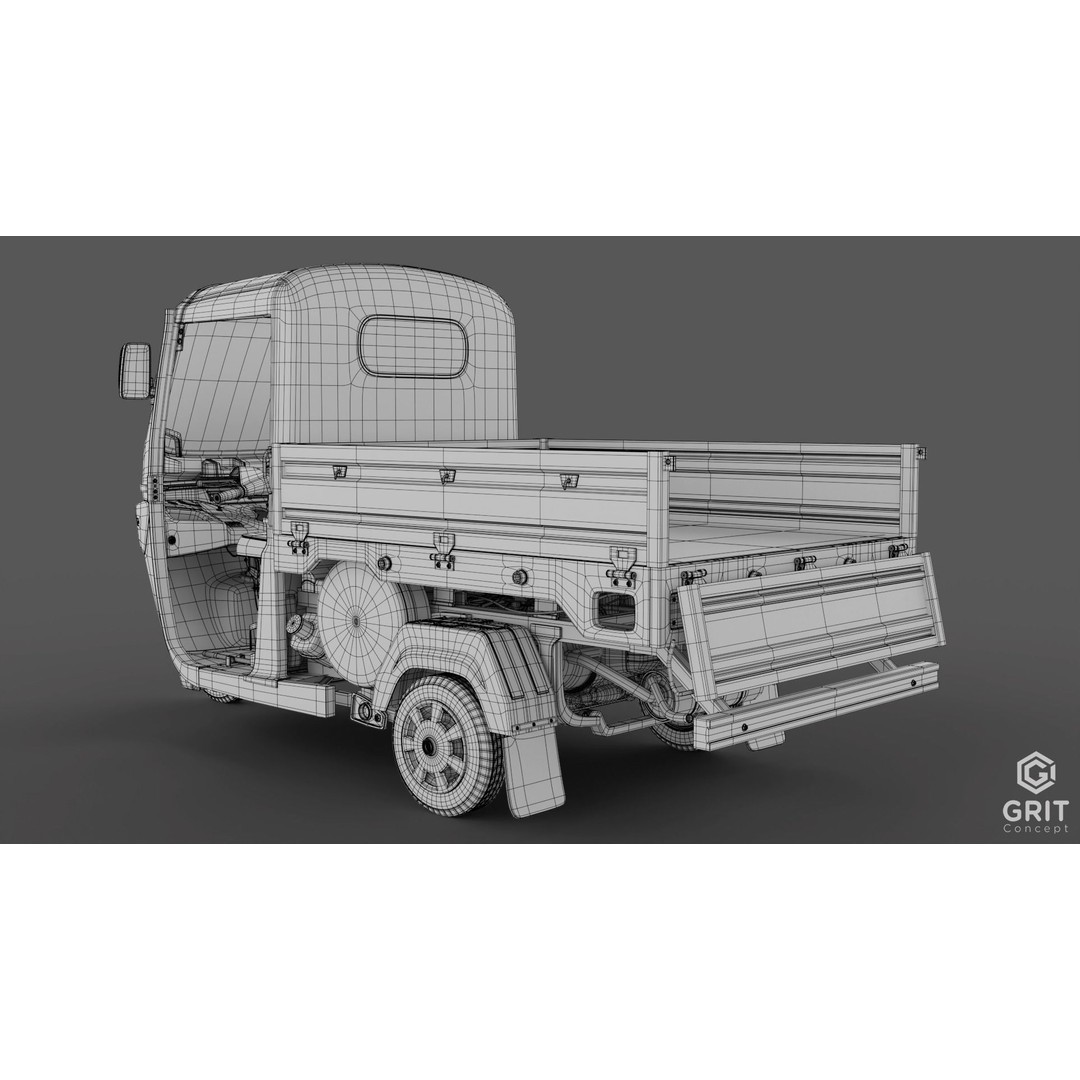 Tricycle 3D Model – Low Poly Rickshaw with PBR Textures, Blender, FBX - View 52