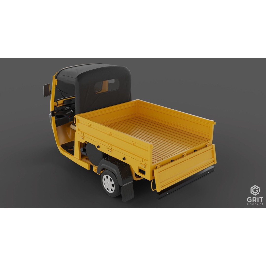 Tricycle 3D Model – Low Poly Rickshaw with PBR Textures, Blender, FBX - View 53