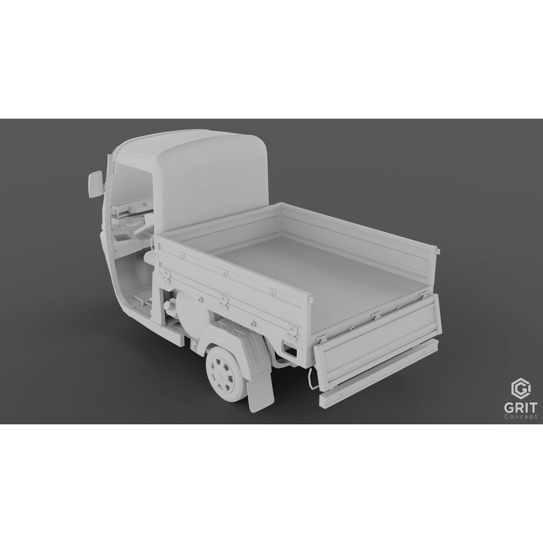 Tricycle 3D Model – Low Poly Rickshaw with PBR Textures, Blender, FBX - View 54