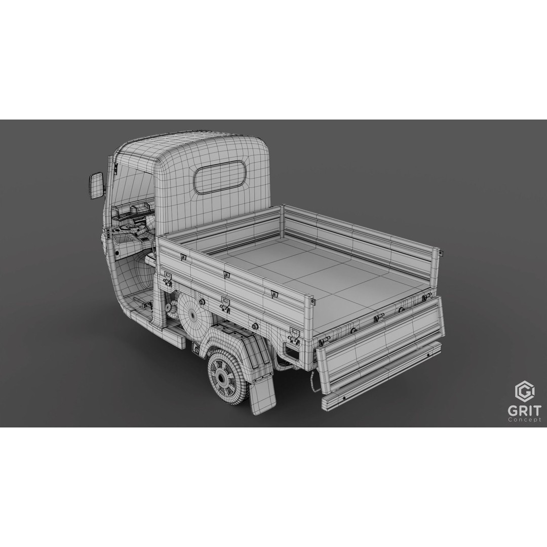 Tricycle 3D Model – Low Poly Rickshaw with PBR Textures, Blender, FBX - View 55