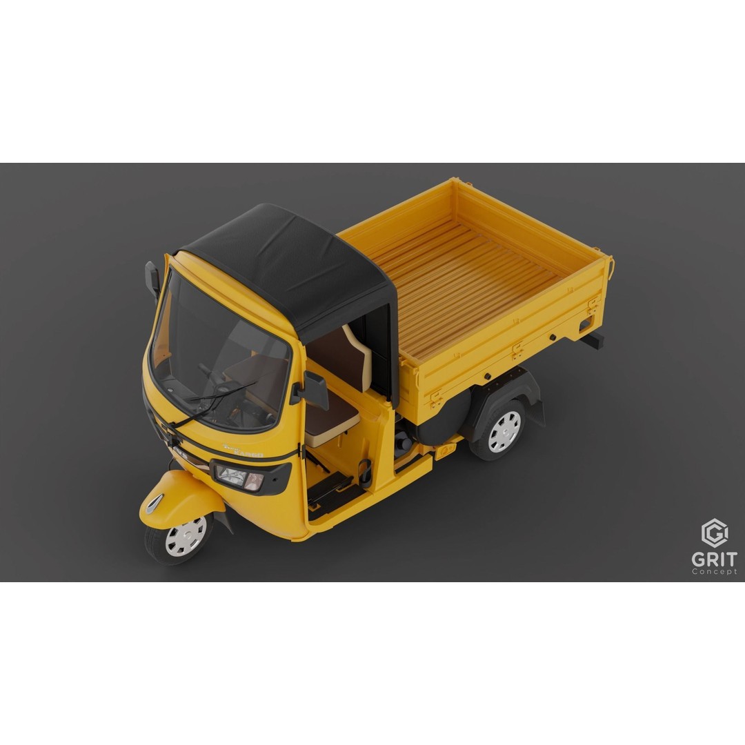Tricycle 3D Model – Low Poly Rickshaw with PBR Textures, Blender, FBX - View 56