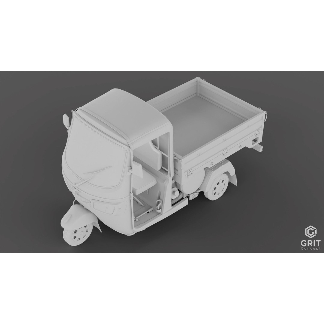 Tricycle 3D Model – Low Poly Rickshaw with PBR Textures, Blender, FBX - View 57