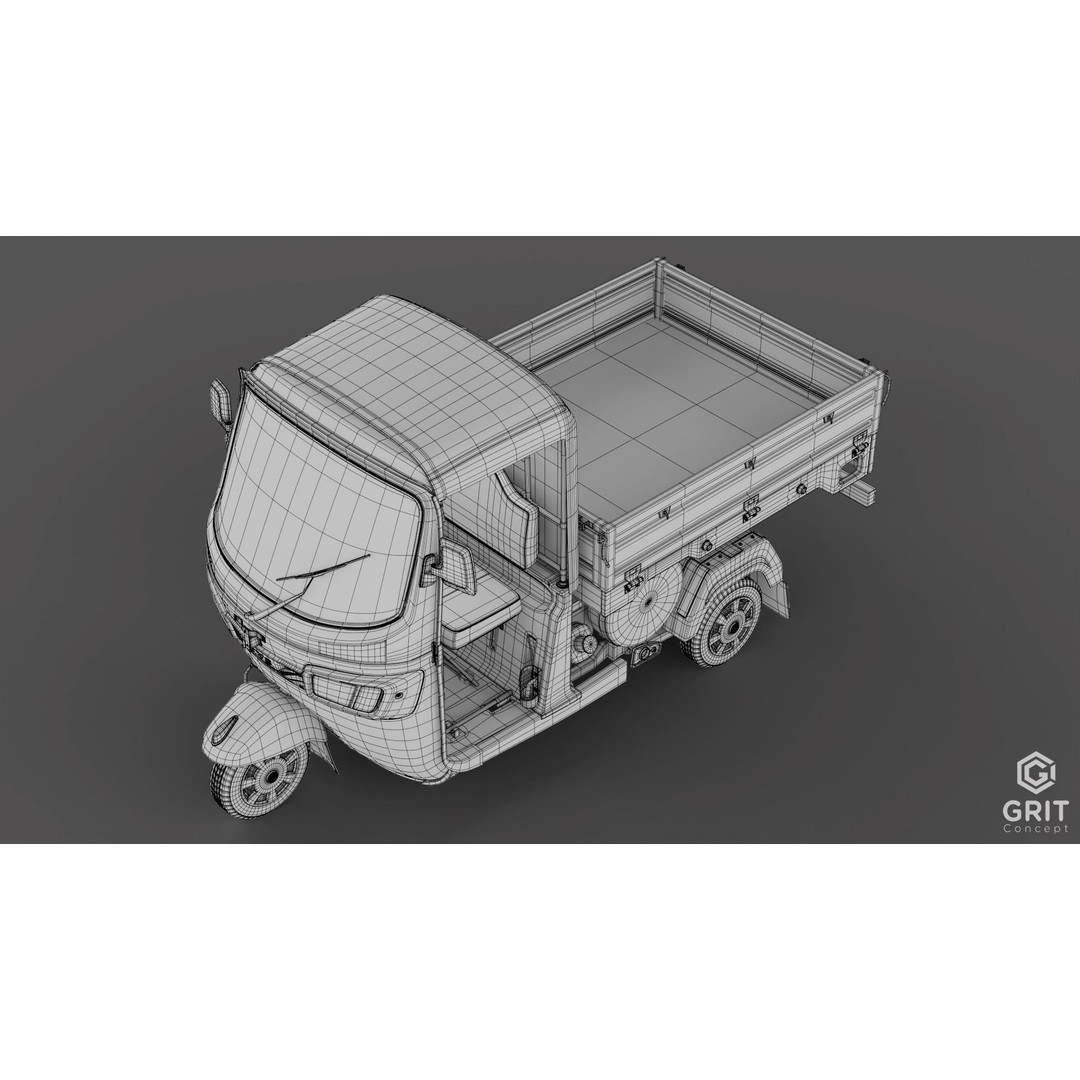 Tricycle 3D Model – Low Poly Rickshaw with PBR Textures, Blender, FBX - View 58