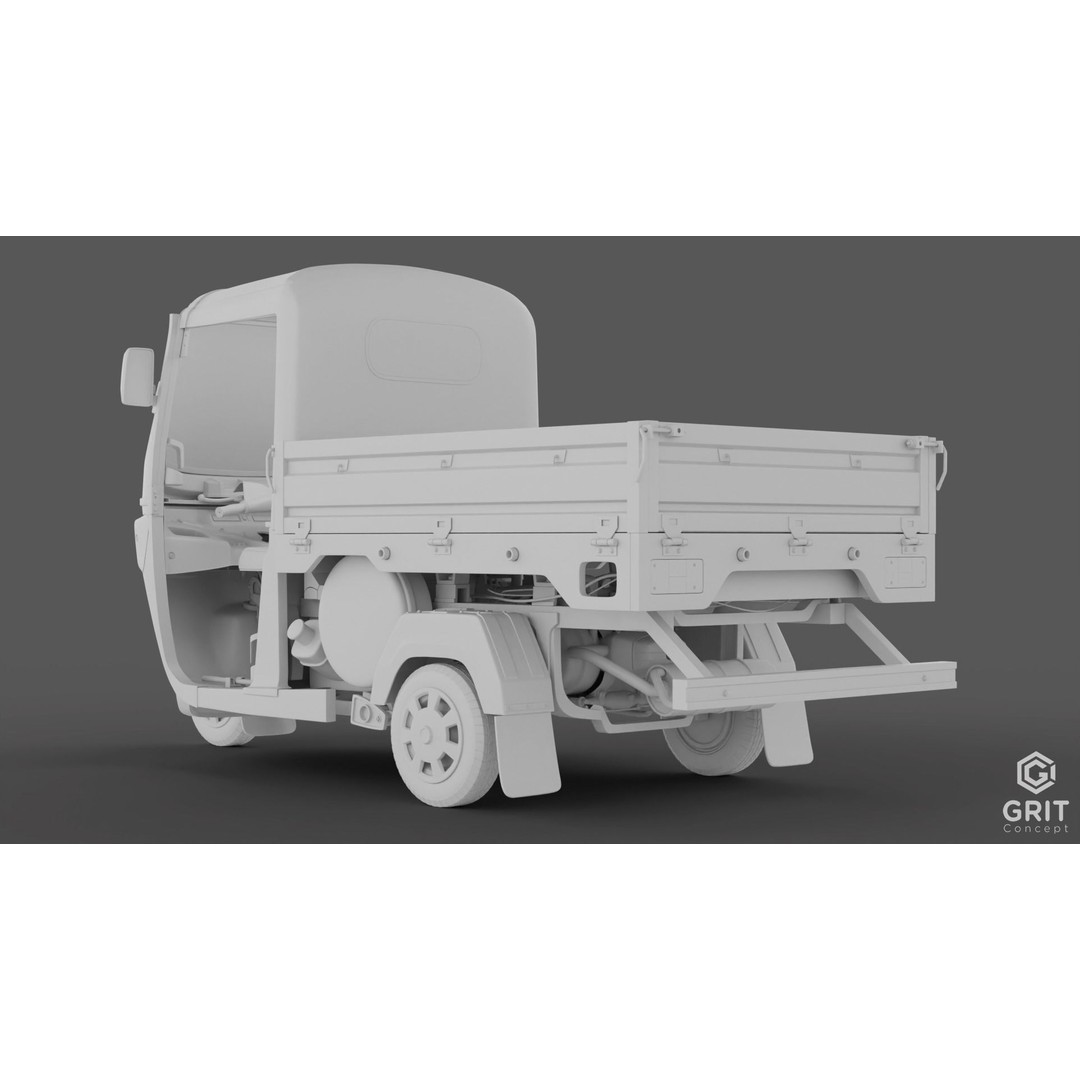 Tricycle 3D Model – Low Poly Rickshaw with PBR Textures, Blender, FBX - View 6