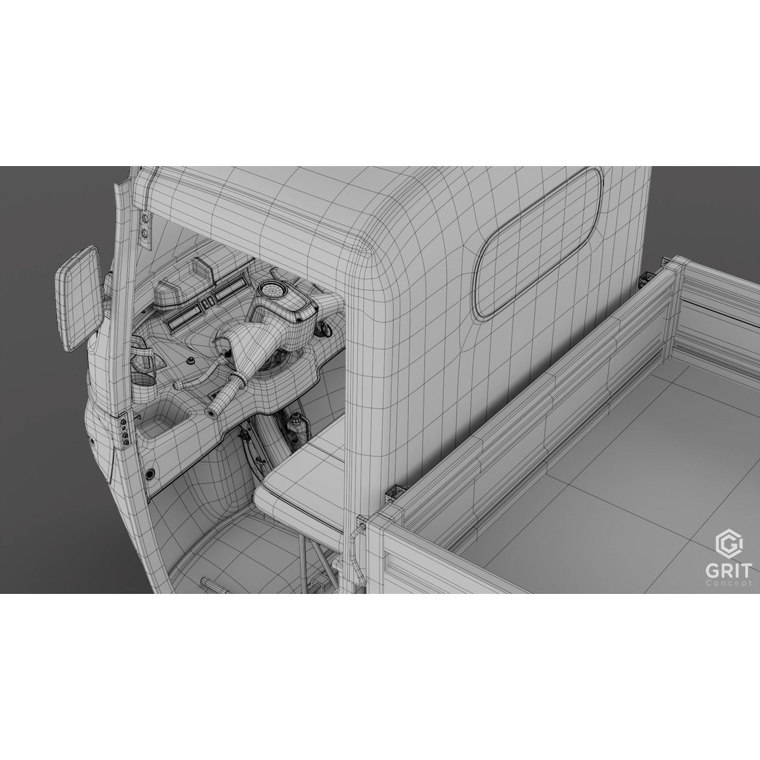 Tricycle 3D Model – Low Poly Rickshaw with PBR Textures, Blender, FBX - View 65