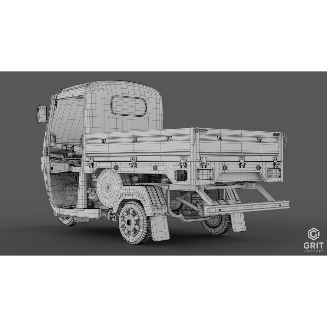 Tricycle 3D Model – Low Poly Rickshaw with PBR Textures, Blender, FBX - View 7