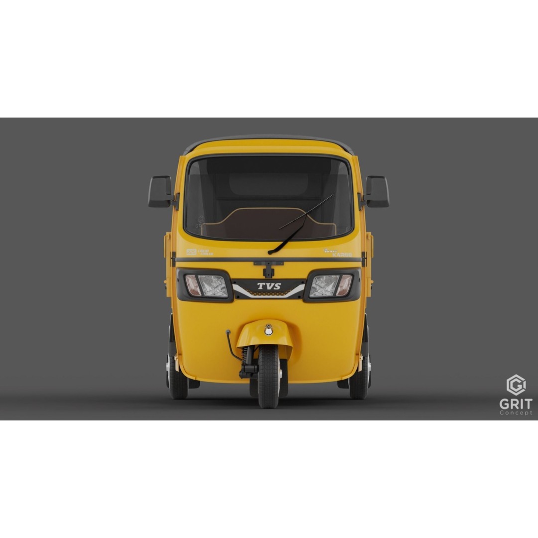 Tricycle 3D Model – Low Poly Rickshaw with PBR Textures, Blender, FBX - View 8
