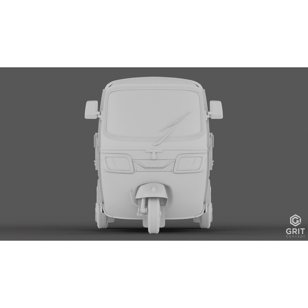 Tricycle 3D Model – Low Poly Rickshaw with PBR Textures, Blender, FBX - View 9
