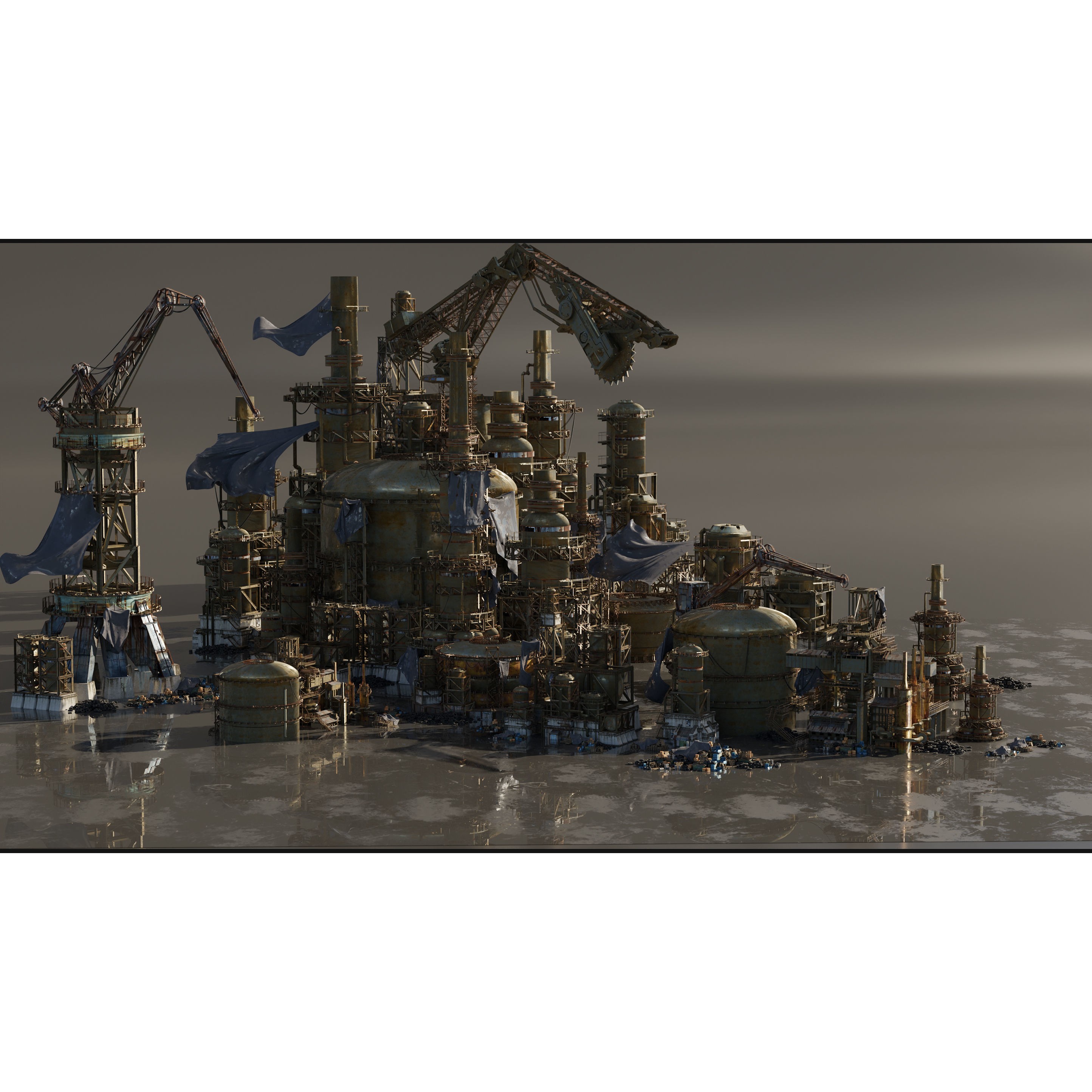 Industrial Dystopian City Kitbash Set - Low-Poly 3D Model - View 10