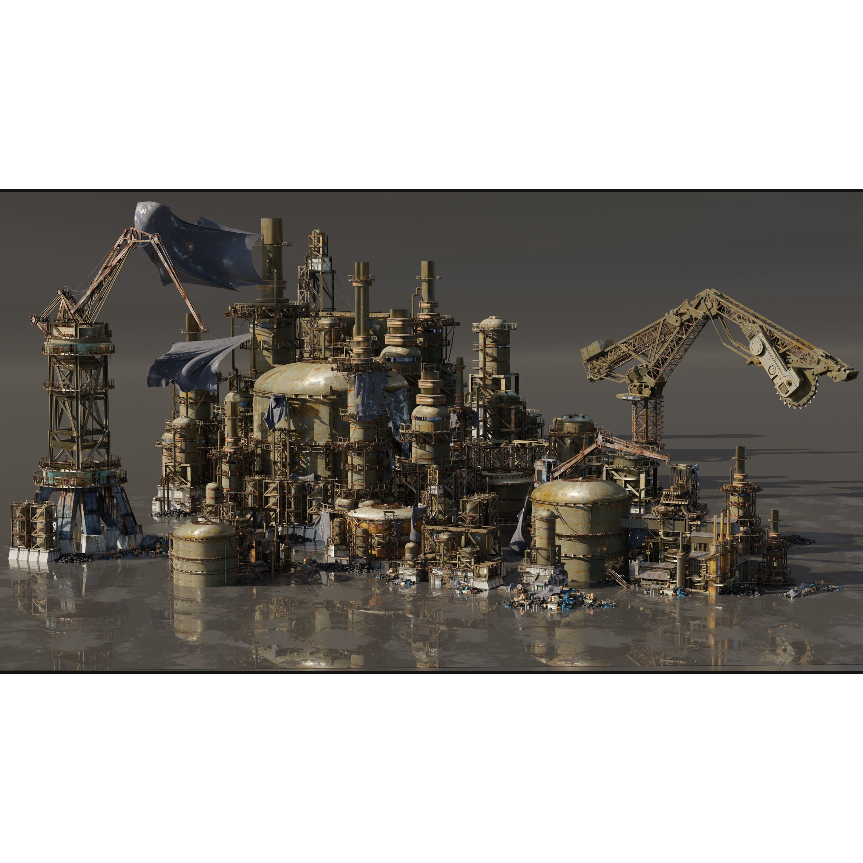 Industrial Dystopian City Kitbash Set - Low-Poly 3D Model - View 7