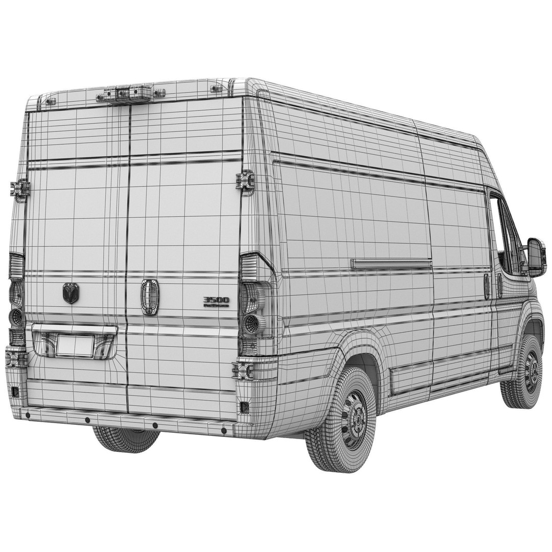 2024 Ram ProMaster L4H2 3D Model – High Poly Cargo Van, FBX, OBJ - View 16