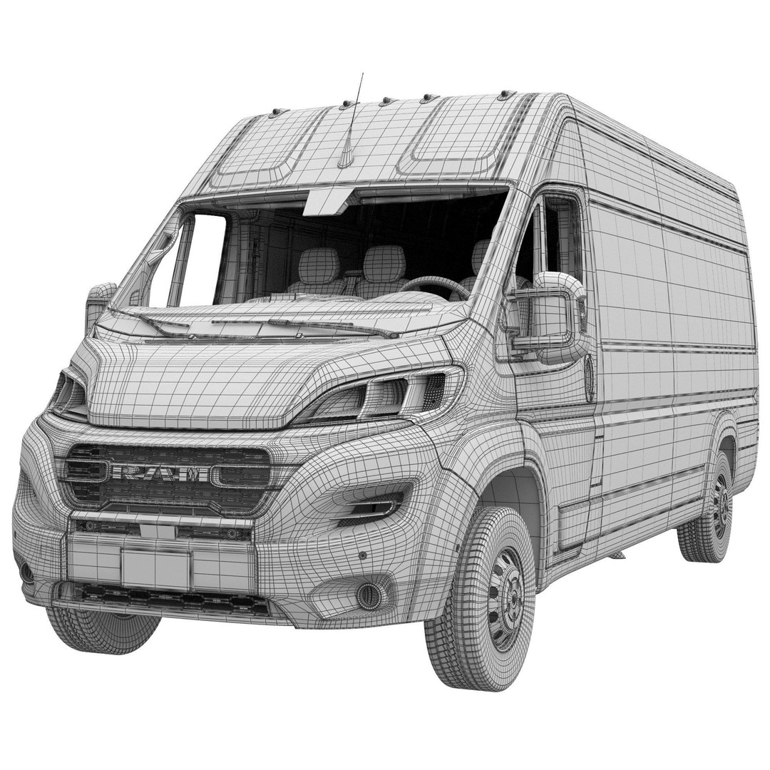 2024 Ram ProMaster L4H2 3D Model – High Poly Cargo Van, FBX, OBJ - View 17