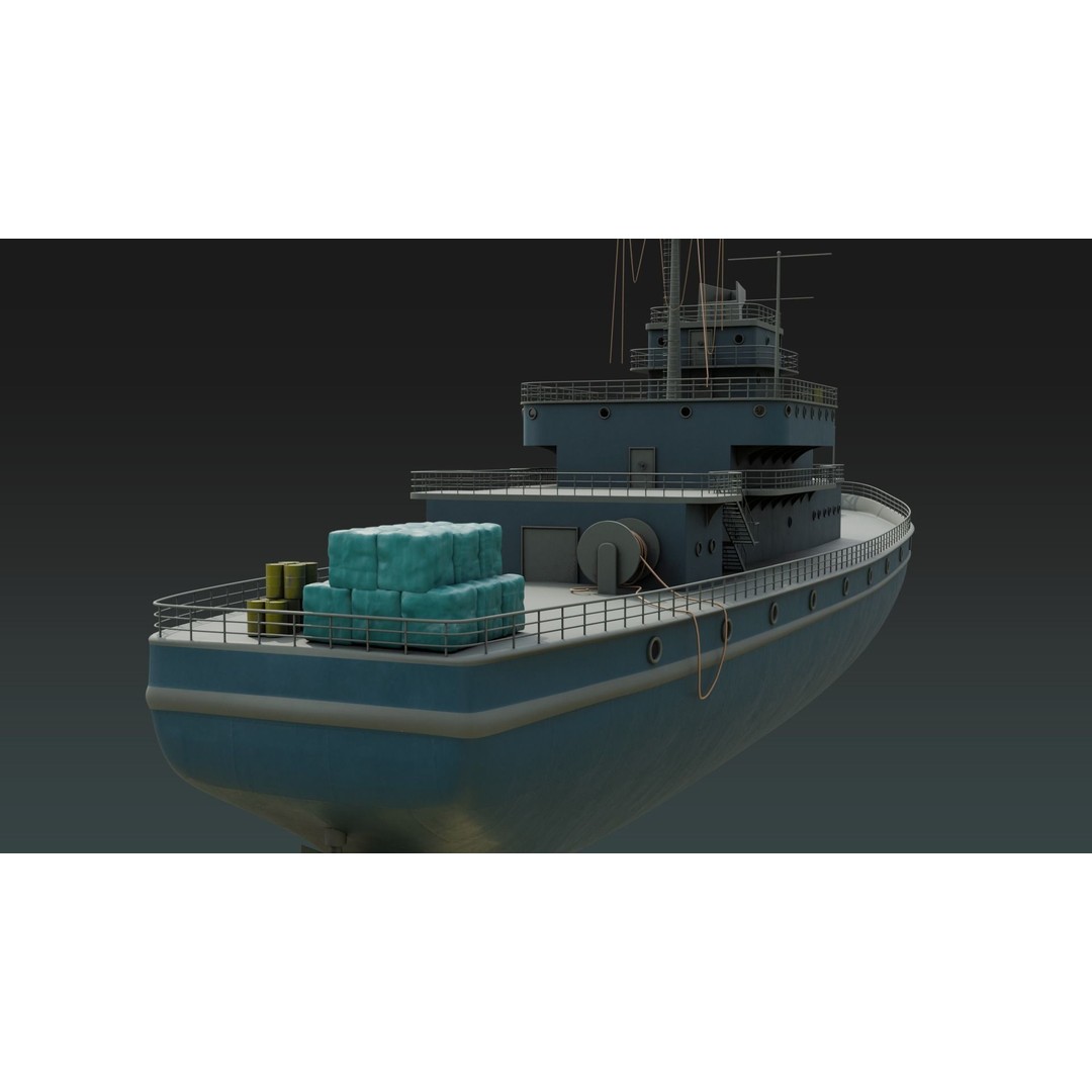 Historical Fleet Oiler 3D Model – Low Poly PBR Game Asset, FBX - View 13