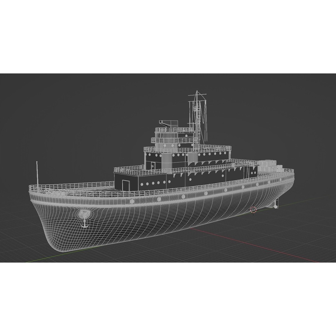 Historical Fleet Oiler 3D Model – Low Poly PBR Game Asset, FBX - View 19