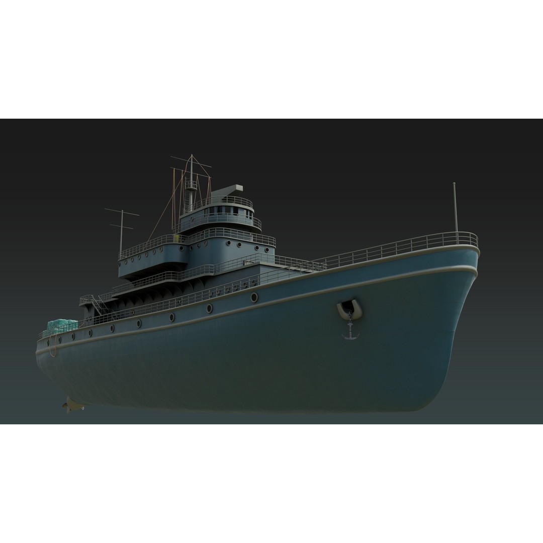 Historical Fleet Oiler 3D Model – Low Poly PBR Game Asset, FBX - View 4