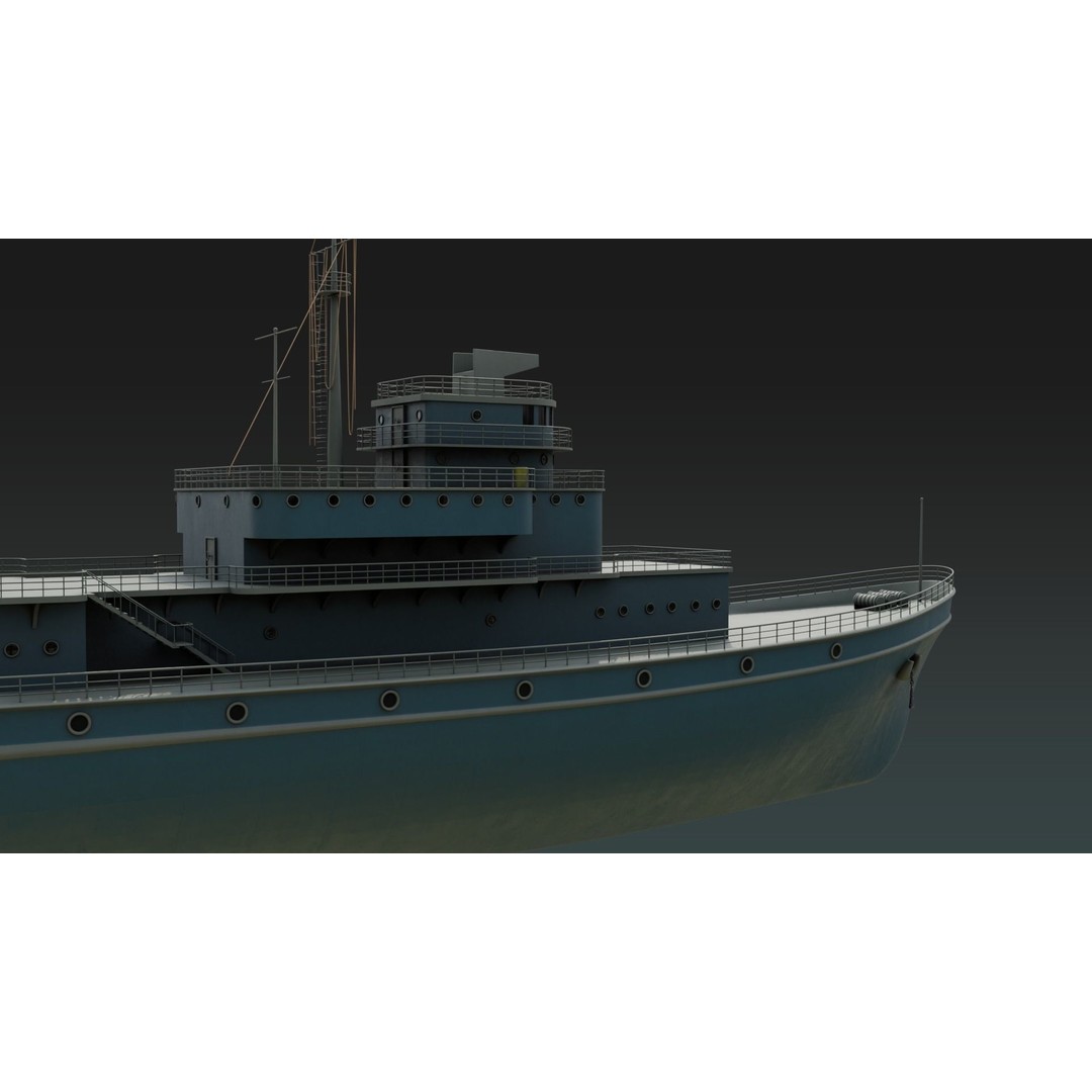 Historical Fleet Oiler 3D Model – Low Poly PBR Game Asset, FBX - View 5