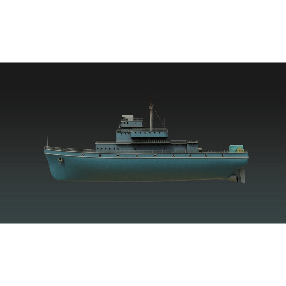 Historical Fleet Oiler 3D Model – Low Poly PBR Game Asset, FBX - View 8