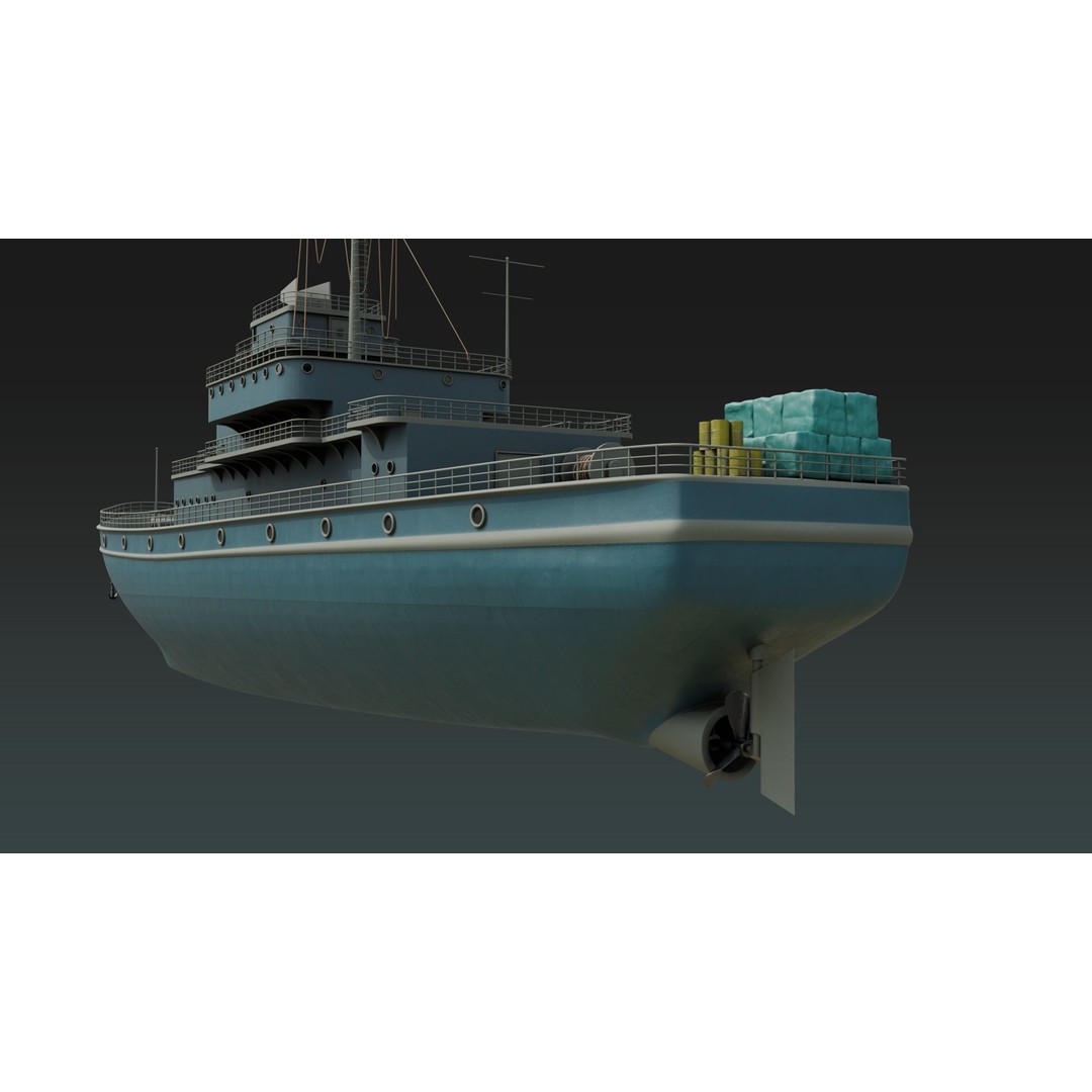 Historical Fleet Oiler 3D Model – Low Poly PBR Game Asset, FBX - View 9