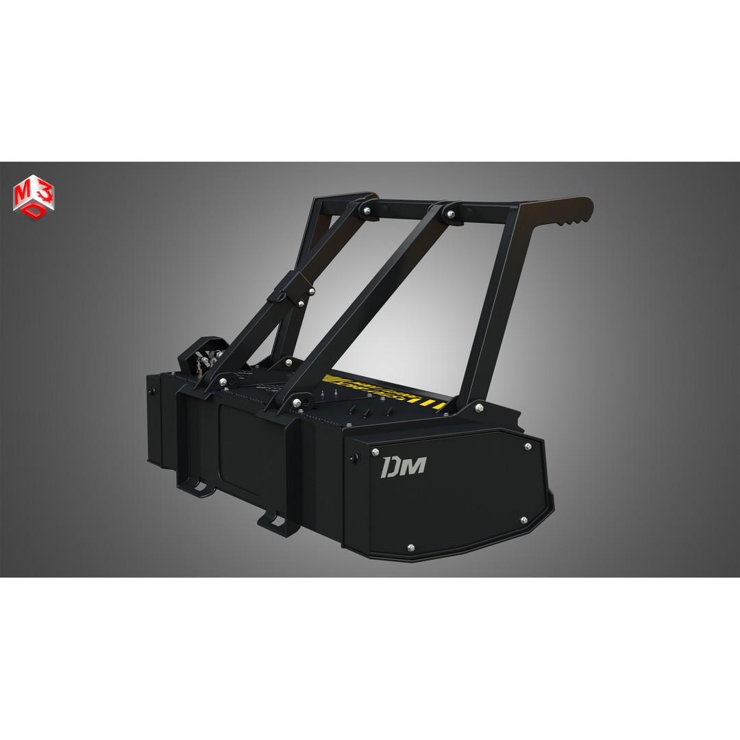 Drum Mulcher 3D Model – High Detail Skid Steer Loader Attachment, FBX - View 11