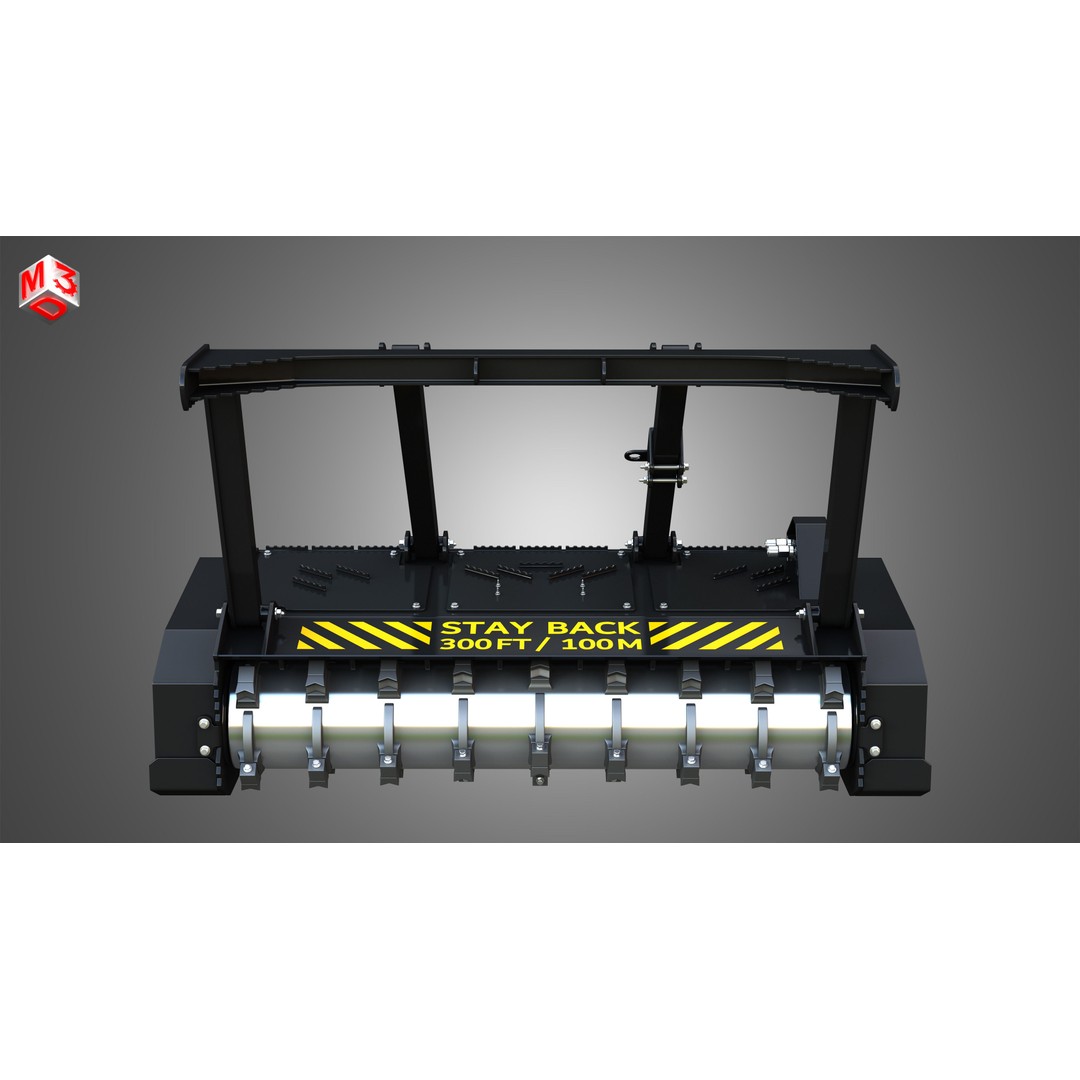 Drum Mulcher 3D Model – High Detail Skid Steer Loader Attachment, FBX - View 14