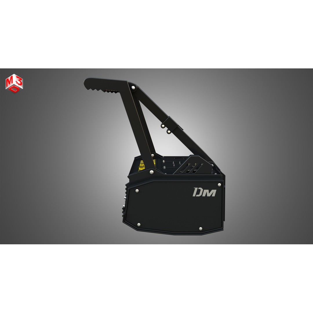 Drum Mulcher 3D Model – High Detail Skid Steer Loader Attachment, FBX - View 4