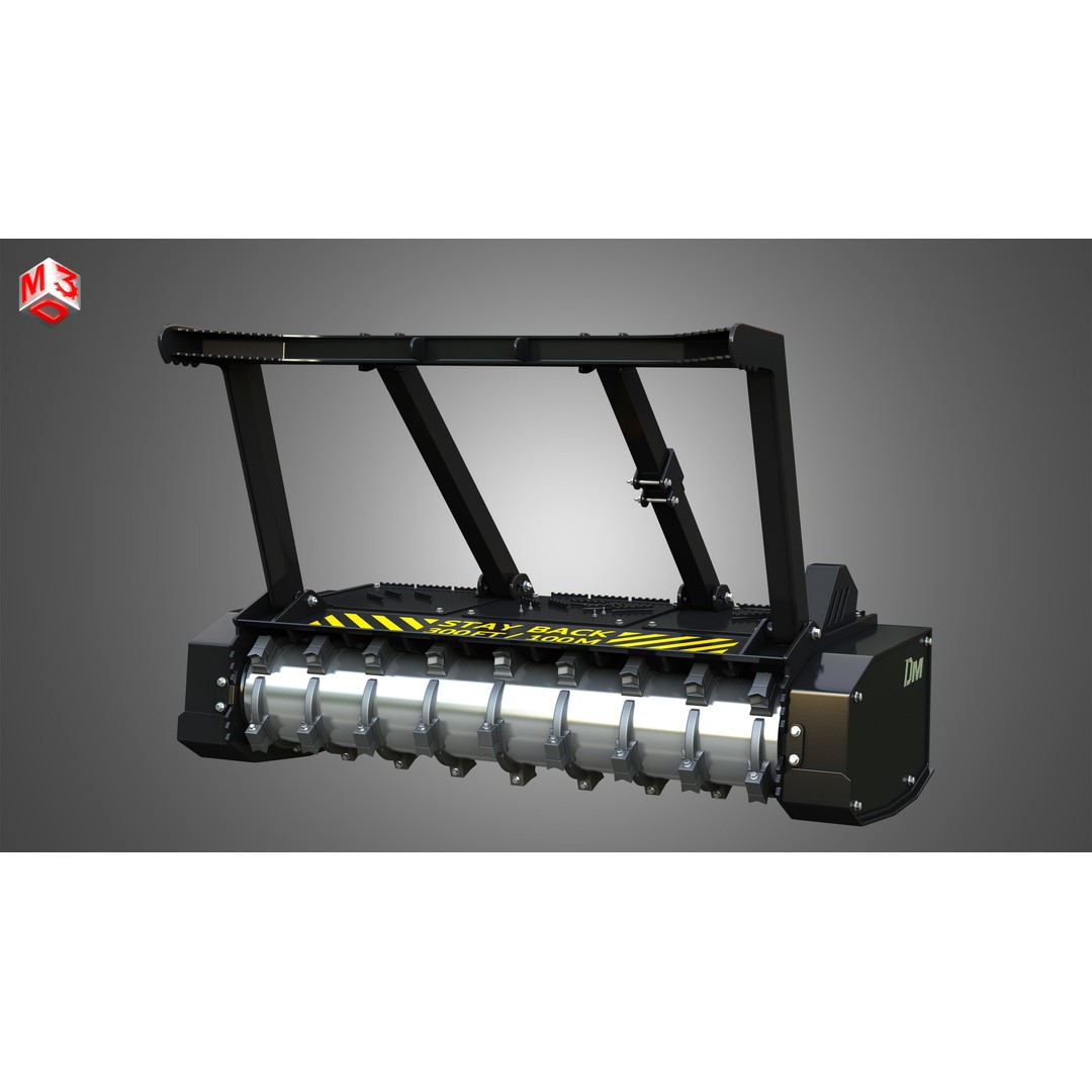 Drum Mulcher 3D Model – High Detail Skid Steer Loader Attachment, FBX - View 8